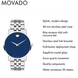 Movado Museum Classic Blue Dial Silver Steel Strap Watch for Men - 0607212 Authentic Buy Shop Now