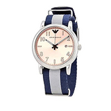 Emporio Armani Luigi Analog Beige Dial Two Tone NATO Strap Watch For Men - AR11212 Authentic Buy Shop Now