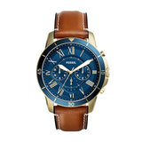 Fossil Grant Sport Chronograph Blue Dial Brown Leather Strap Watch for Men - FS5268 Authentic Buy Shop Now