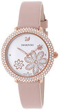 Swarovski Crystal Frost White Dial Pink Leather Strap Watch for Women - 5519223 Authentic Buy Shop Now