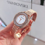 Swarovski Crystalline Aura Silver Dial Rose Gold Steel Strap Watch for Women - 5519459 Authentic Buy Shop Now