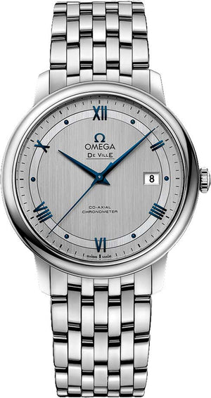 Omega De Ville Prestige Co-Axial Rhodium Silver Dial Silver Steel Strap Watch for Men - 424.10.40.20.02.001 Authentic Buy Shop Now