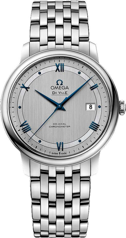 Omega De Ville Prestige Co-Axial Rhodium Silver Dial Silver Steel Strap Watch for Men - 424.10.40.20.02.001 Authentic Buy Shop Now