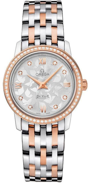 Omega De Ville Prestige Quartz Diamonds Silver Dial Two Tone Steel Strap Watch for Women - 424.25.27.60.52.001 Authentic Buy Shop Now