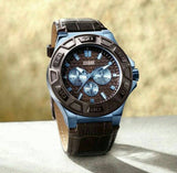 Guess Force Quartz Brown Dial Brown Leather Strap Watch For Men - W0674G5 Authentic Buy Shop Now
