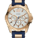 Guess Interpid White & Rose Gold Dial Blue Silicone Strap Watch For Women - W0325L8 Authentic Buy Shop Now