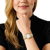 Michael Kors Sage Analog White Dial Gold Steel Strap Watch for Women - MK4822 Authentic Buy Shop Now