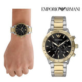 Emporio Armani Analog Chronograph Black Dial Two Tone Steel Strap Watch For Men - AR11521 Authentic Buy Shop Now