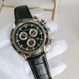 Versace V Ray Chronograph Quartz Black Dial Black Leather Strap Watch For Men - VE2I00121 Authentic Buy Shop Now