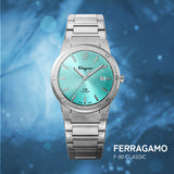 Salvatore Ferragamo F-80 Classic Tiffany Blue Dial Silver Steel Strap Watch for Men - SFDT02323 Authentic Buy Shop Now