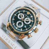 Versace V-Ray Chronograph Black Dial Two Tone Steel Strap Watch For Men - VE2I00421 Authentic Buy Shop Now