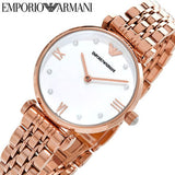 Emporio Armani Gianni T-Bar Quartz White Dial Rose Gold Steel Strap Watch For Women - AR11267 Authentic Buy Shop Now
