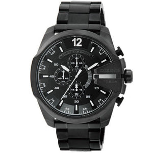 Diesel Mega Chief Chronograph Black Dial Black Steel Strap Watch For Men - DZ4283 Authentic Buy Shop Now
