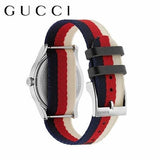 Gucci G Timeless Quartz White Red Blue Dial Multicolored NATO Strap Watch For Men - YA1264059 Authentic Buy Shop Now