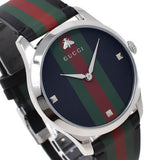 Gucci G Timeless Quartz Black Dial Multicolored Black Leather Strap Watch For Men - YA1264079 Authentic Buy Shop Now