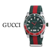 Gucci Dive Quartz Green Dial Two Tone NATO Strap Watch For Men - YA136339 Authentic Buy Shop Now