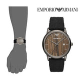 Emporio Armani Luigi Analog Brown Dial Black Leather Strap Watch For Men - AR11156 Authentic Buy Shop Now