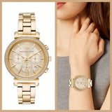 Michael Kors Sofie Chronograph Quartz Gold Dial Gold Steel Strap Watch For Women - MK6559 Authentic Buy Shop Now