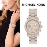 Michael Kors Runway Chronograph Grey Dial Grey Silicone Strap Watch For Women - MK7386 Authentic Buy Shop Now