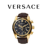 Versace V-Ray Chronograph Quartz Black Dial Brown Leather Strap Watch For Men - VEDB00318 Authentic Buy Shop Now