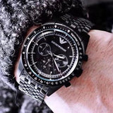 Emporio Armani Tazio Chronograph Black Dial Black Steel Strap Watch For Men - AR5989 Authentic Buy Shop Now