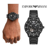 Emporio Armani Meccanico Automatic Black Dial Black Steel Strap Watch For Men - AR60054 Authentic Buy Shop Now