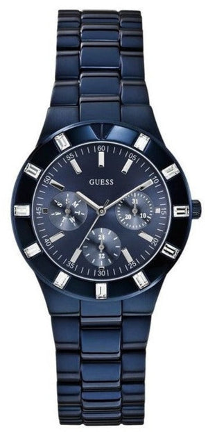 Guess Glisten Analog Blue Dial Blue Steel Strap Watch for Women - W0027L3 Authentic Buy Shop Now