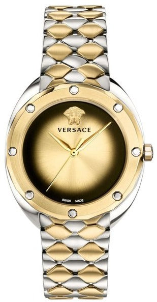 Versace Shadov Quartz Gold Dial Two Tone Steel Strap Watch for Women - VEBM00518 Authentic Buy Shop Now