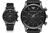 Emporio Armani Luigi Chronograph Black Dial Black Leather Strap Watch For Men - AR1737 Authentic Buy Shop Now