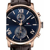 Tommy Hilfiger Aiden Quartz Blue Dial Brown Leather Strap Watch for Men - 1791308 Authentic Buy Shop Now