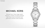 Michael Kors Sage Three-Hand Mother of Pearl White Dial Silver Steel Strap Watch for Women - MK4824 Authentic Buy Shop Now