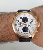 Tommy Hilfiger Trent Quartz White Dial Blue Leather Strap Watch for Men - 1791139 Authentic Buy Shop Now