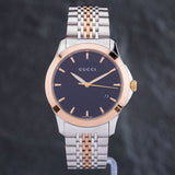 Gucci G Timeless Black Dial Two Tone Steel Strap Watch For Women - YA126512 Authentic Buy Shop Now