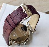 Swarovski Era Journey Chronograph Silver Dial Purple Leather Strap Watch for Women - 5296835 Authentic Buy Shop Now