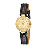 Guess Park Avenue Quartz Gold Dial Black Leather Strap Watch For Women - W0838L1 Authentic Buy Shop Now