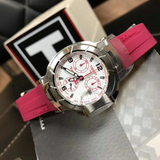 Tissot T Race Chronograph White Dial Pink Rubber Strap Watch for Women - T048.217.17.017.01 Authentic Buy Shop Now