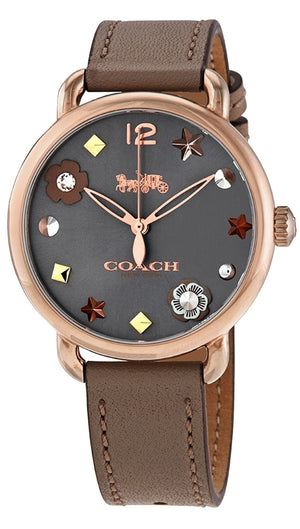Coach Delancey Grey Dial Brown Leather Strap Watch for Women - 14502797 Authentic Buy Shop Now