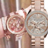 Michael Kors Wren Crystals Rose Gold Dial Rose Gold Steel Strap Watch for Women - MK6096 Authentic Buy Shop Now