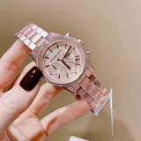 Michael Kors Ritz Chronograph Rose Gold Dial Rose Gold Steel Strap Watch For Women - MK6753 Authentic Buy Shop Now