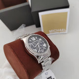 Michael Kors Lexington Chronograph Black Dial Silver Steel Strap Watch For Women - MK7277 Authentic Buy Shop Now