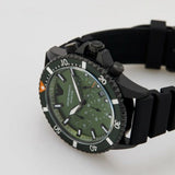 Emporio Armani Diver Chronograph Quartz Green Dial Black Silicon Strap Watch For Men - AR11463 Authentic Buy Shop Now
