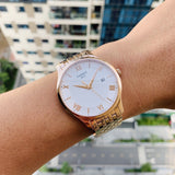Tissot T Classic Tradition White Dial Rose Gold Steel Strap Watch For Women - T063.610.33.038.00 Authentic Buy Shop Now
