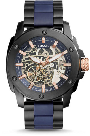 Fossil Modern Machine Automatic Skeleton Blue Dial Two Tone Steel Strap Watch for Men - ME3133 Authentic Buy Shop Now
