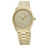Gucci G Timeless Gold Dial Gold Steel Strap Unisex Watch - YA126461 Authentic Buy Shop Now