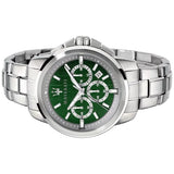 Maserati Successo Chronograph Green Dial Silver Steel Strap Watch For Men - R8873621017 Authentic Buy Shop Now