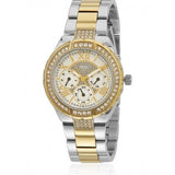 Guess Viva Diamonds Silver Dial Two Tone Steel Strap Watch for Women - W0111L5 Authentic Buy Shop Now