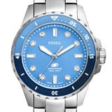 Fossil Blue Dive Three Hand Blue Dial Silver Steel Strap Watch For Women - ES5353 Authentic Buy Shop Now