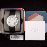 Fossil Buchanan Chronograph Silver Dial Black Leather Strap Watch for Men - FS5102 Authentic Buy Shop Now