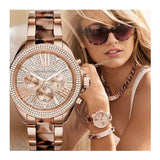 Michael Kors Wren Diamonds Rose Gold Dial Two Tone Steel Strap Watch for Women - MK6159 Authentic Buy Shop Now