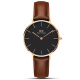 Daniel Wellington Classic Petite Bristol Black Dial Brown Leather Strap Watch For Women - DW00100165 Authentic Buy Shop Now